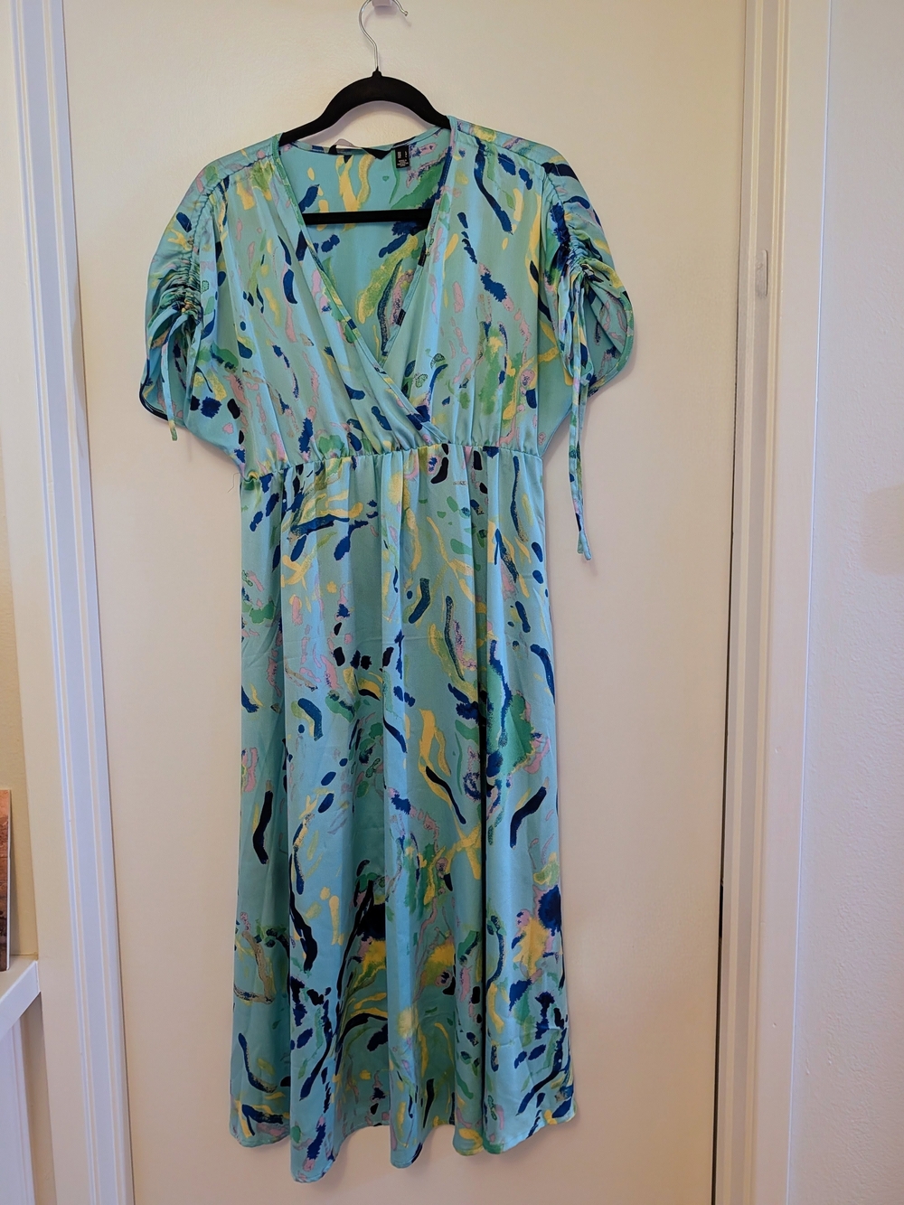 Vero Moda Abstract Print Aqua Maternity Dress